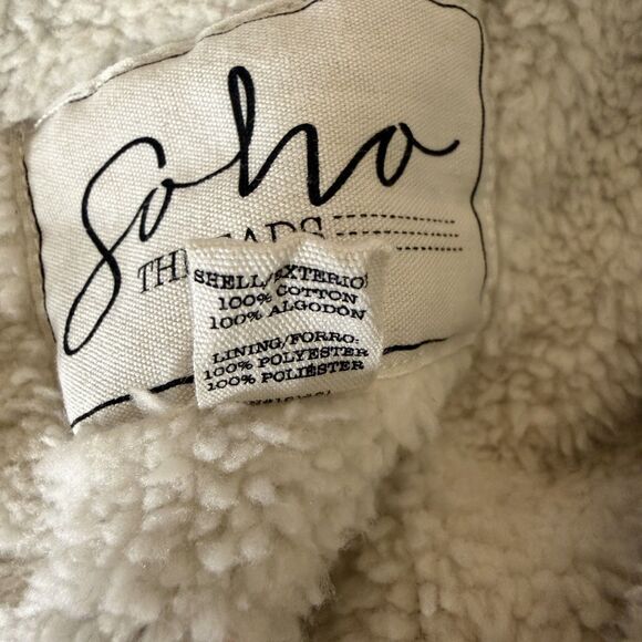 Soho Threads Corduroy Jacket Sherpa Fleece Hooded Plaid Blue Red M bv - Picture 12 of 15